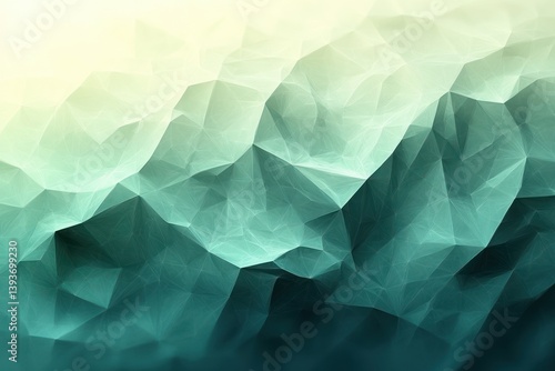 Geometric Abstract Background in Teal and Green Low Poly Design with Gradient Lighting