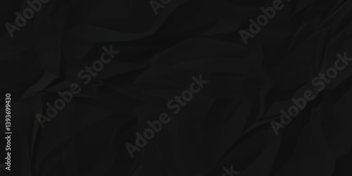 Crumple black obsolete billboard rumple. wrinkle ripped creased black crumple aged closeup craft document grunge recycling paper background.	