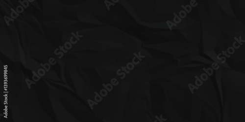 Crumple black obsolete billboard rumple. wrinkle ripped creased black crumple aged closeup craft document grunge recycling paper background.	