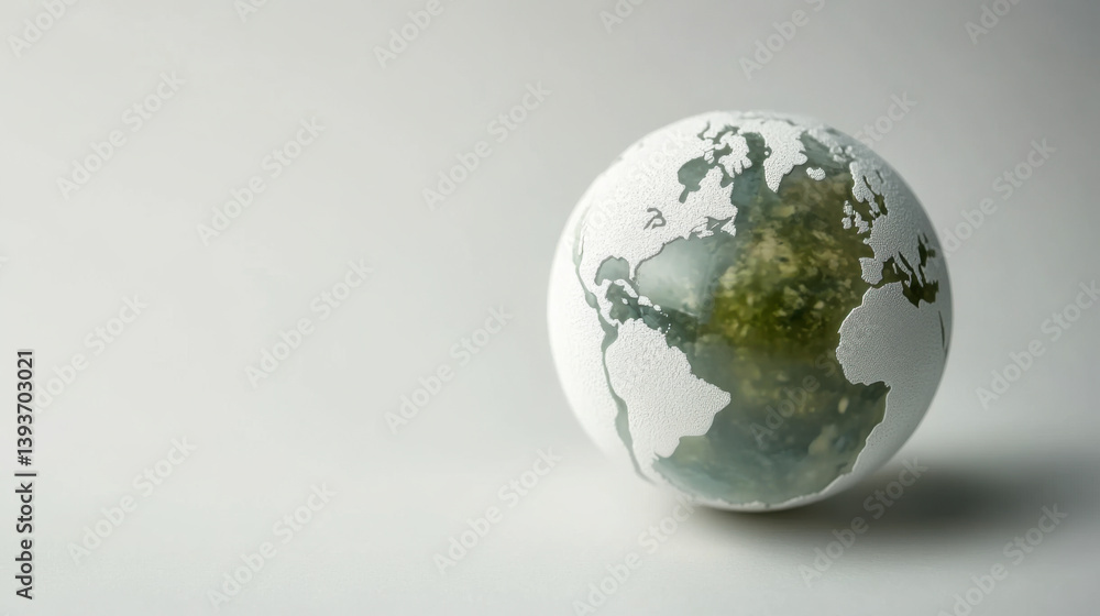 Green globe on white background Green globe on white background
