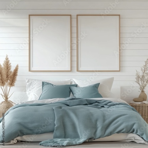 Coastal bedroom with framed art (1)