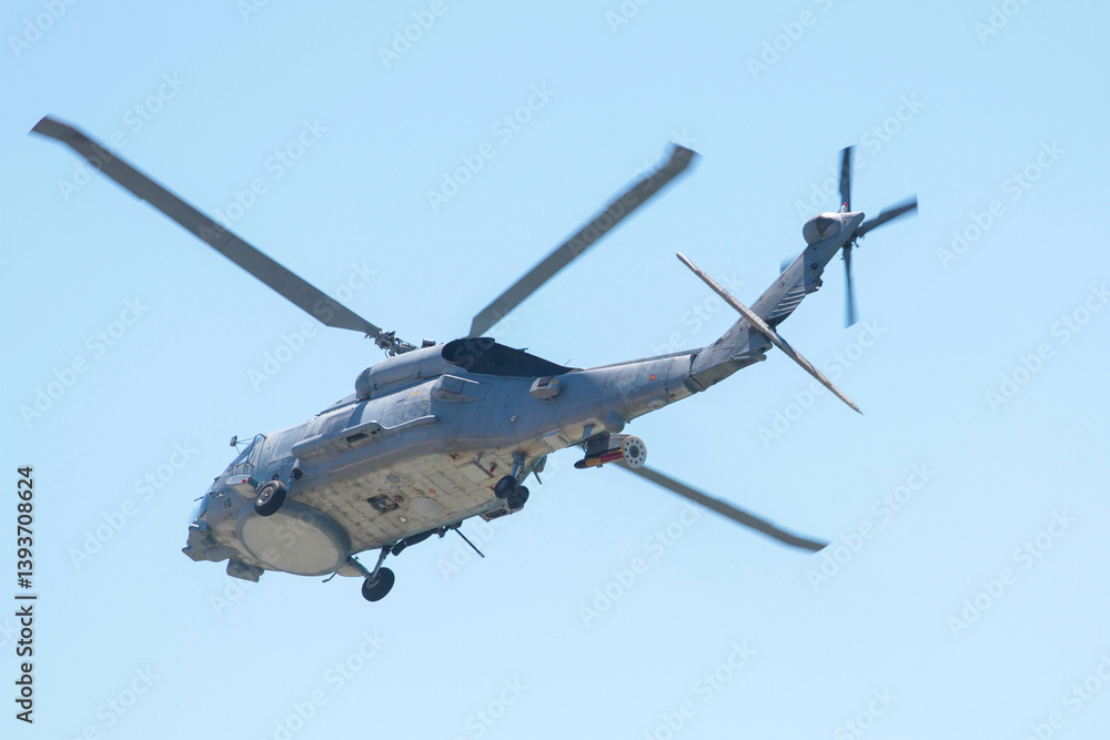 Fototapeta premium military maneuvers. Infantry, aviation and navy landing 