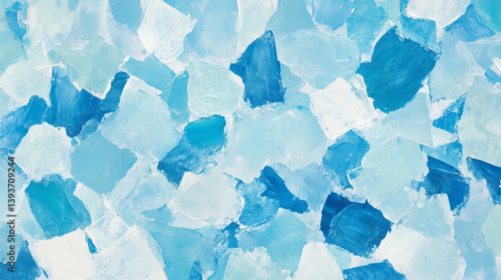 Naklejka premium Abstract Patchwork of various blue shades with thick, textured strokes creating a cool, icy effect