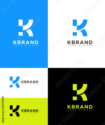 Modern K Letter Logo Designs Blue, White, Green, Black