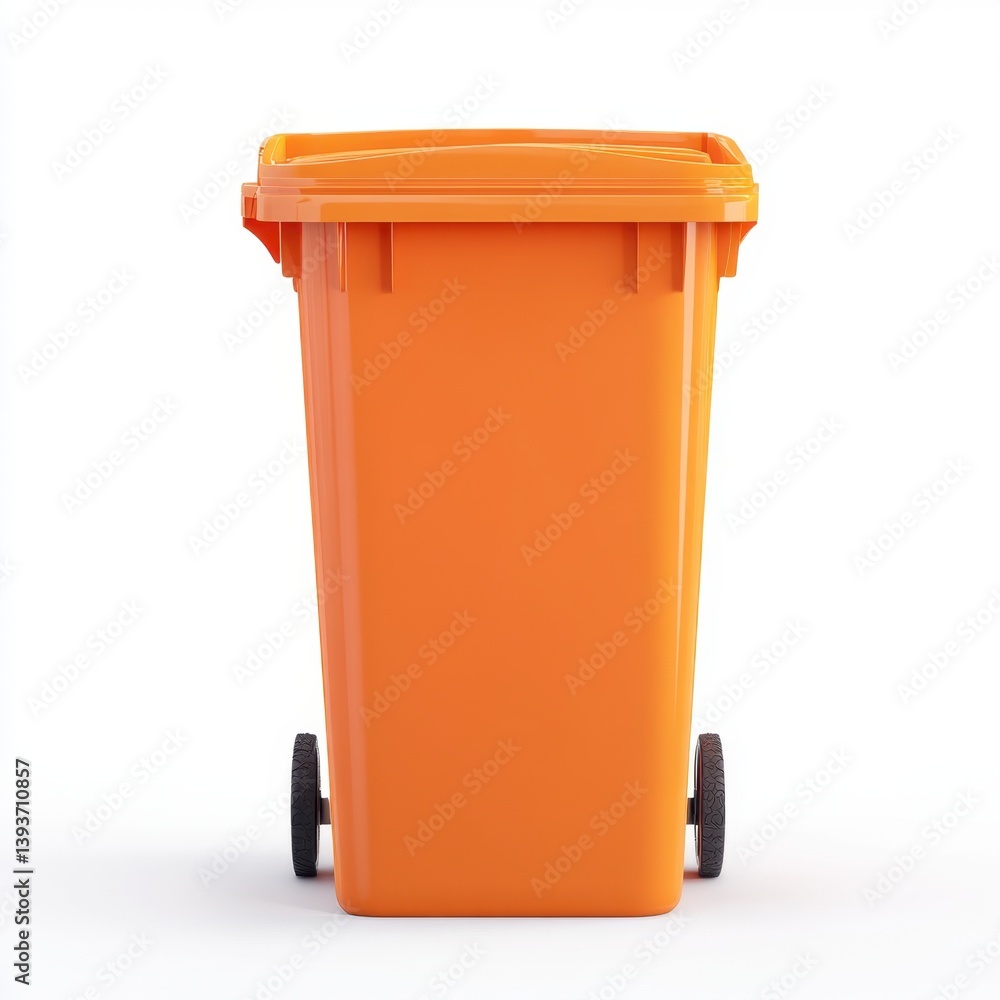 Orange Trash Can Isolated on White Background for Waste Disposal Needs Orange Trash Can Isolated on White Background for Waste Disposal Needs