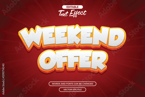 Weekend offer editable text effect with red comic background