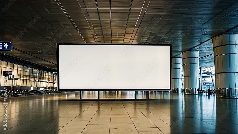 Blank Advertising Billboard in Modern Airport Terminal with Empty Space for Content
Blank Advertising Billboard in Modern Airport Terminal with Empty Space for Content