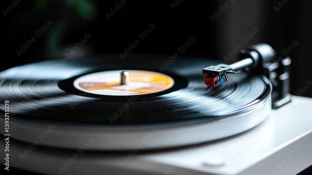 Spinning vinyl record on a turntable Spinning vinyl record on a turntable