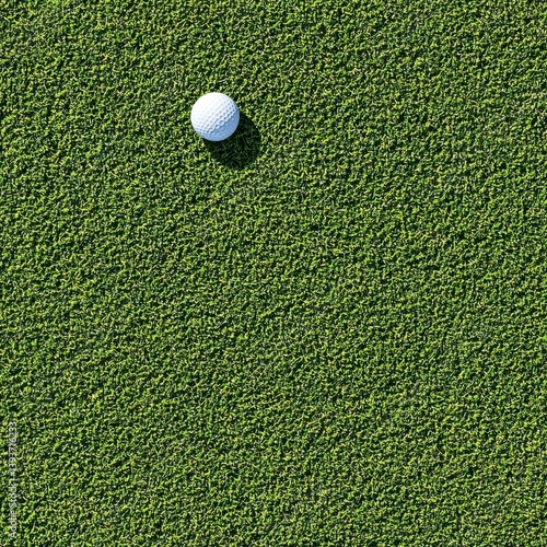 Golf Ball Resting on Green Putting Green Overhead Close Up Shot