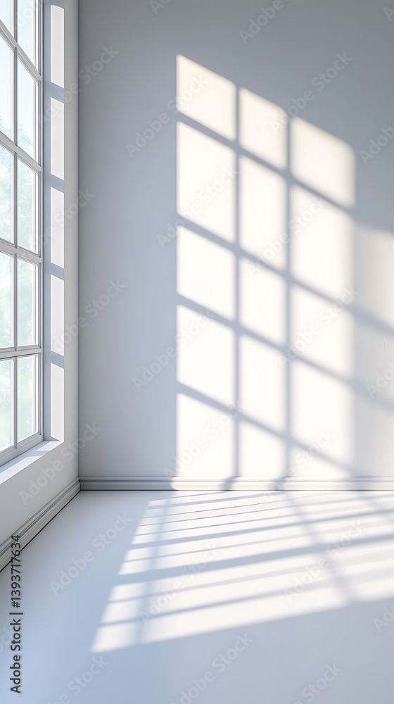 Empty room corner with window shadows Empty room corner with window shadows