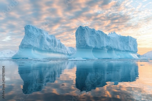 Wallpaper Mural Breathtaking Icebergs in Antarctic Seascape with Golden Hour Reflections Torontodigital.ca