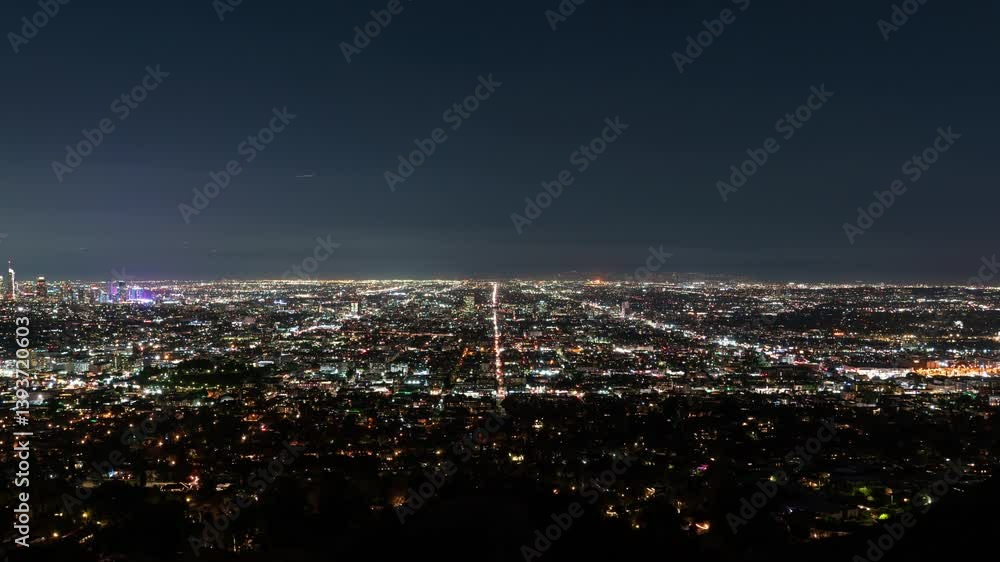 Los Angeles Panorama Night Skyline from Griffith Park Time Lapse California USA Los Angeles Panorama Night Skyline from Griffith Park Time Lapse California USA