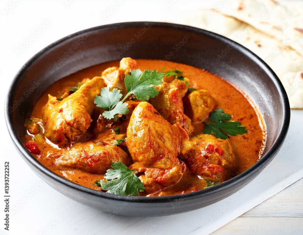 Indian chicken curry in balti dish. Generated image Indian chicken curry in balti dish. Generated image