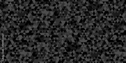 Vector black and gray polygon Mosaic triangle overlap texture background. black and gray overlapping cube square low polygon texture wallpaper. abstract surface creative diamond pattern corporate.