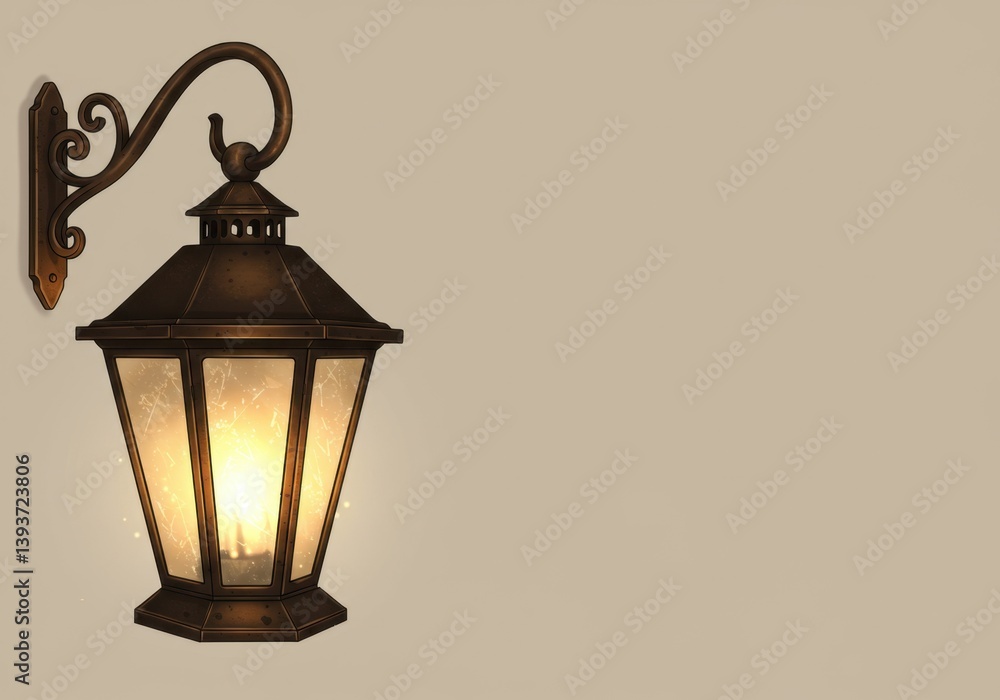 Antique Wall Mounted Lantern Illuminating the Night A Glimmering Light in the Darkness Antique Wall Mounted Lantern Illuminating the Night A Glimmering Light in the Darkness