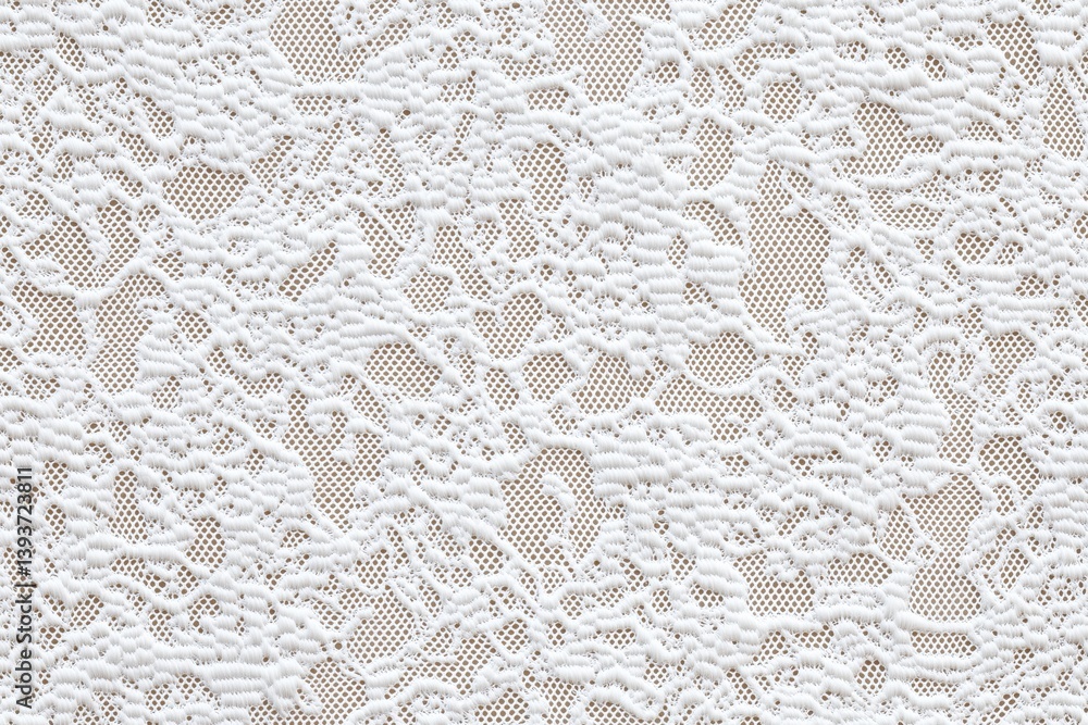 Seamless intricate white Delicate lace fabric with a delicate floral pattern, showcasing texture and detail. Seamless intricate white Delicate lace fabric with a delicate floral pattern, showcasing texture and detail.