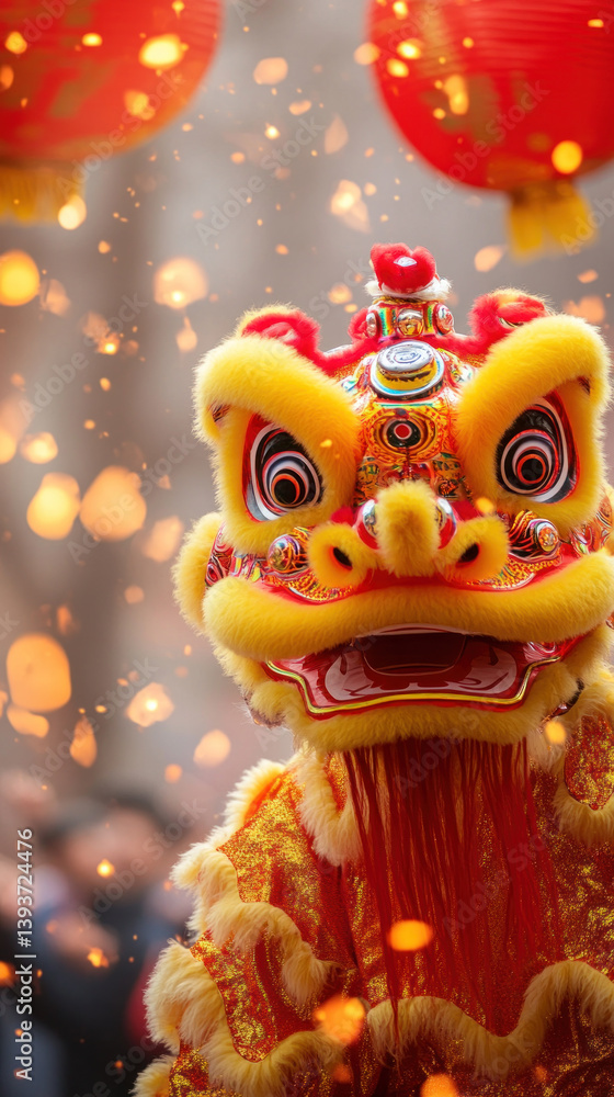 A man in a costume with a dragon head is surrounded by people. The scene is set in a festival or celebration A man in a costume with a dragon head is surrounded by people. The scene is set in a festival or celebration