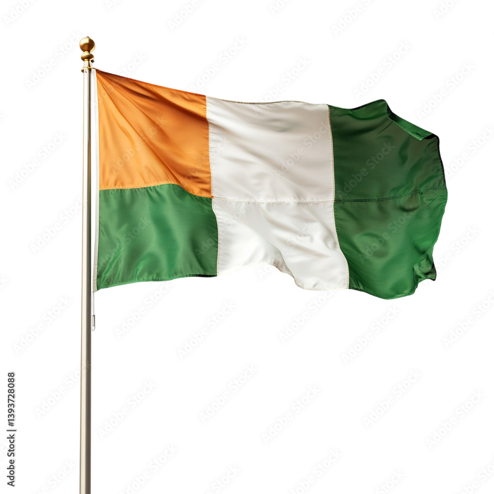 Irish Flag Waving Slightly Isolated on Transparent Background Irish Flag Waving Slightly Isolated on Transparent Background