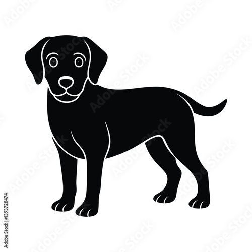 vector, isolated black silhouette of a dog, collection.
