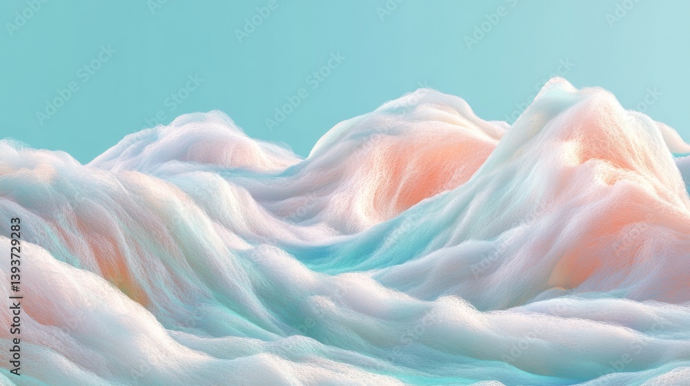 Obraz premium Dreamy landscape Soft, swirling hills with pastel gradients against an aqua sky
