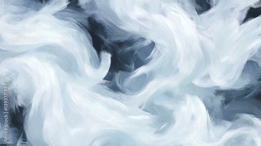 Flowing forms; swirling blues and whites create airy, ethereal motion in an abstract composition Flowing forms; swirling blues and whites create airy, ethereal motion in an abstract composition
