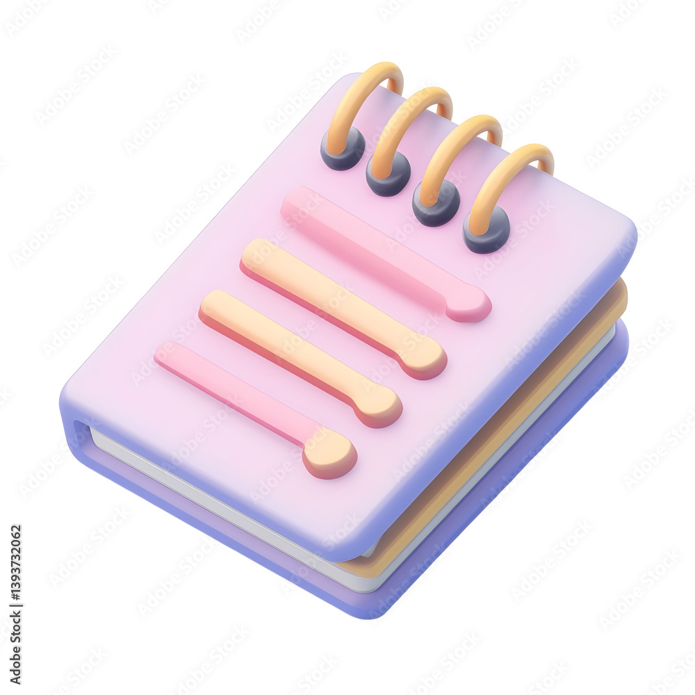 A pastel-colored spiral-bound notebook with stacked pages. A pastel-colored spiral-bound notebook with stacked pages.