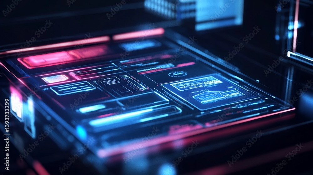 Obraz premium Futuristic Interface Display with Glowing Elements for Advanced Technology