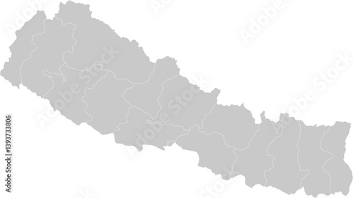 Nepal administrative vector map with level 1 region boundaries – PPT-compatible & fully editable by region