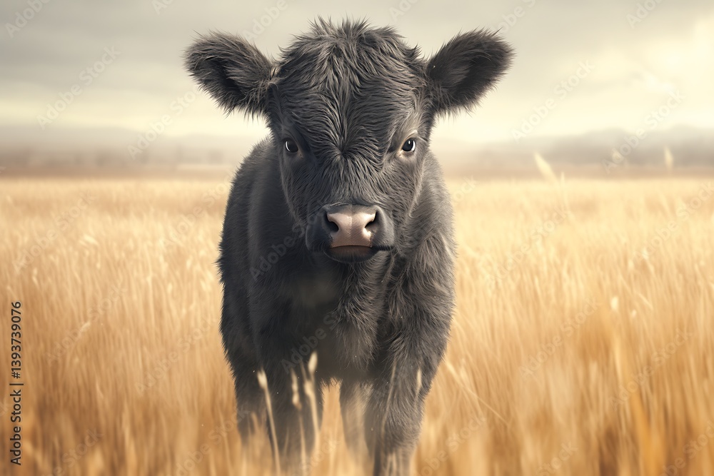 Fototapeta premium Calf in Golden Field