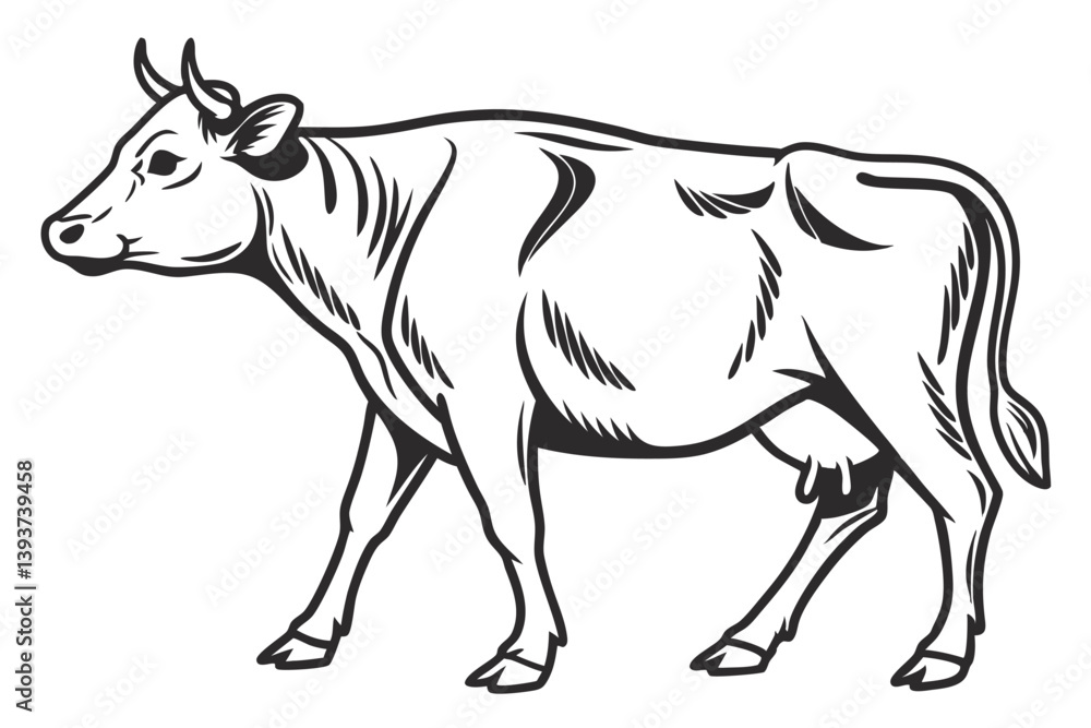 Fototapeta premium Cow outline vector illustration and ready for print.
