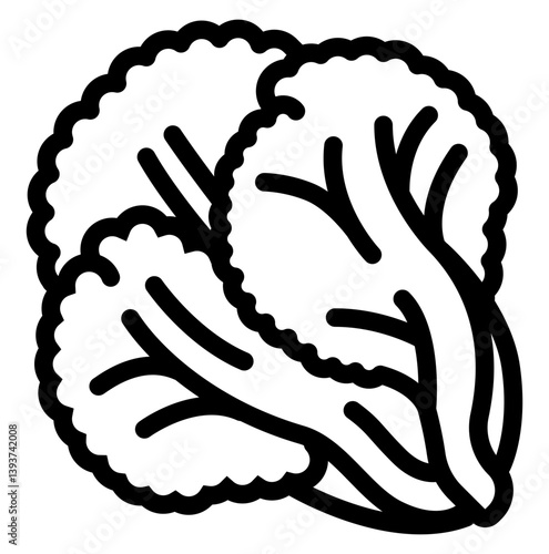 Bold line icon of napa cabbage, representing fresh leafy vegetables for cooking or BBQ use.