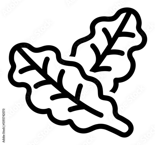 Two leafy greens icon representing fresh vegetables drawn in a bold clean line style.