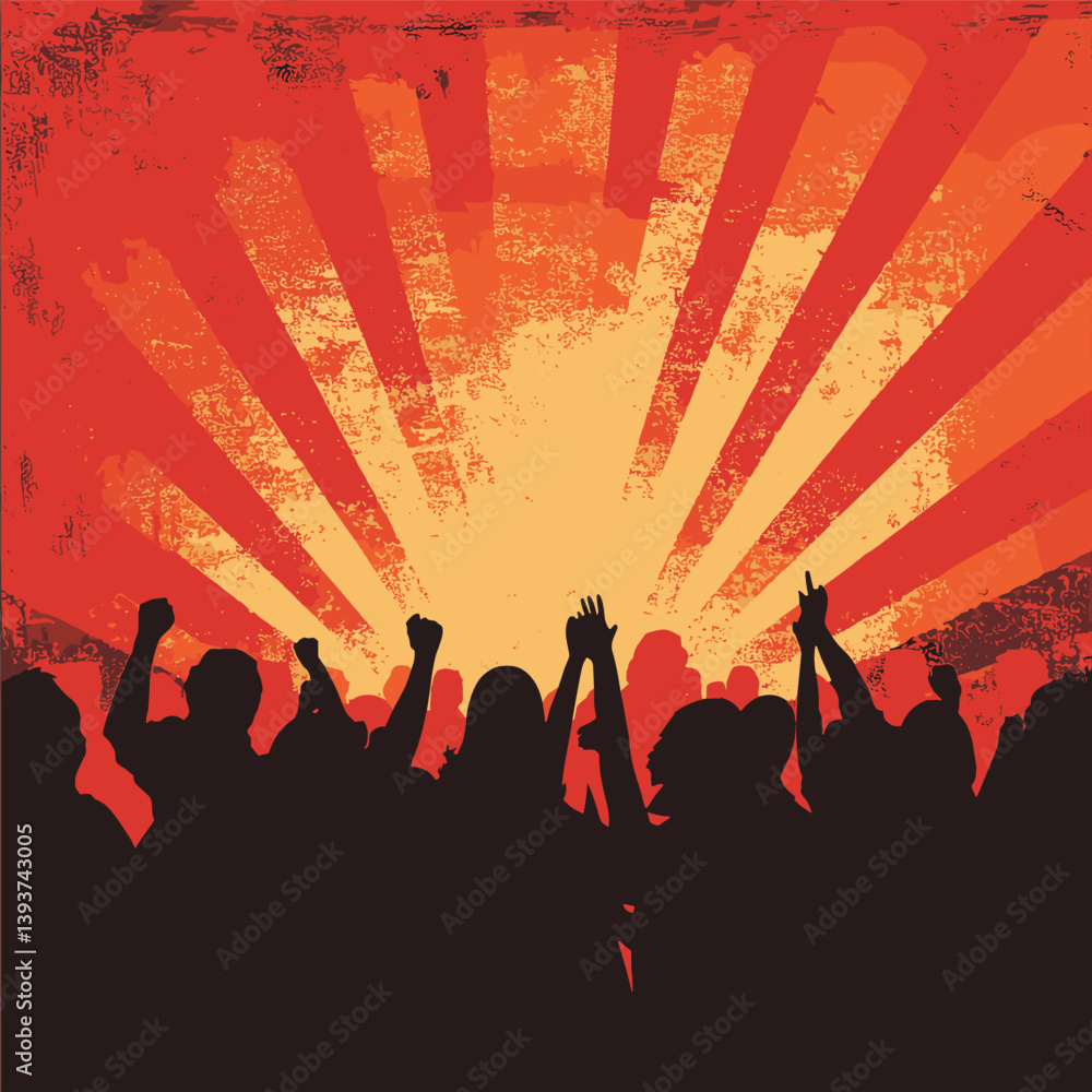 Crowd Cheering at Event with Radiant Sunburst Crowd Cheering at Event with Radiant Sunburst