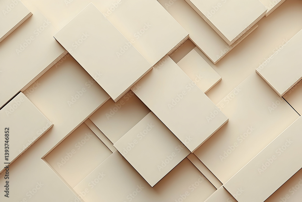 Obraz premium Abstract geometric pattern of overlapping beige squares.