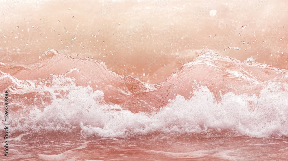 Fototapeta premium A serene image of soft pink ocean waves gently crashing on a shore.