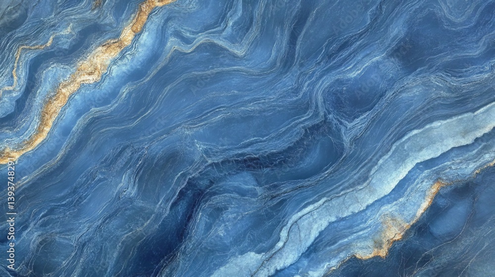 Swirling blue patterns with gold veins create a dynamic, abstract texture design Swirling blue patterns with gold veins create a dynamic, abstract texture design