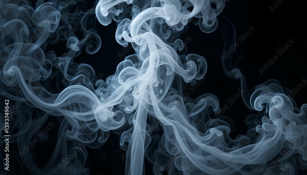 Chaotic mixing smoke creates abstract patterns on a black background Chaotic mixing smoke creates abstract patterns on a black background