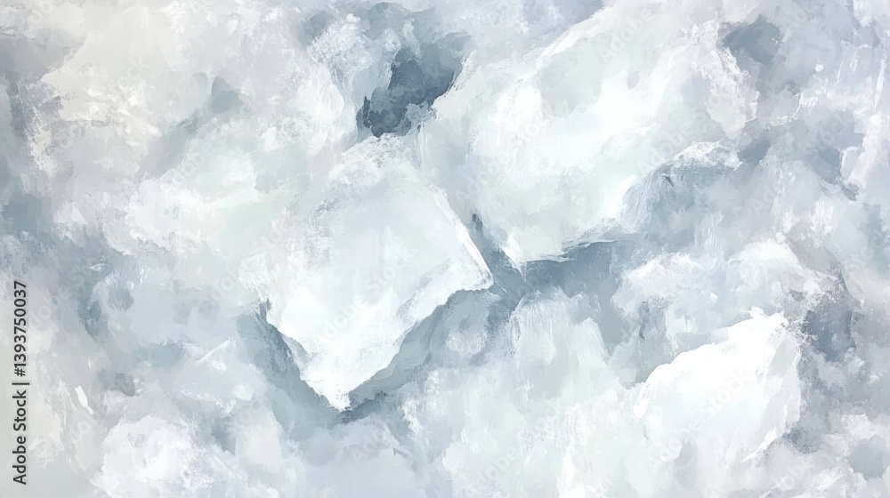 Textured ice chunks, white and blue, suggest cold. Abstract design, digital art Textured ice chunks, white and blue, suggest cold. Abstract design, digital art