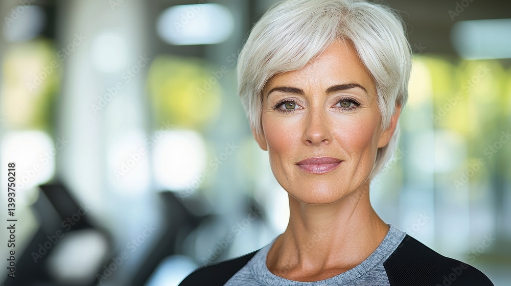 Portrait of a Confident Middle Aged Woman with Short Gray Hair Portrait of a Confident Middle Aged Woman with Short Gray Hair