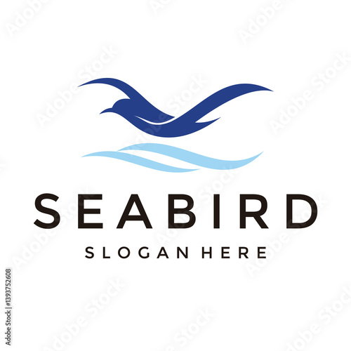 Flying seagull logo design template vector
