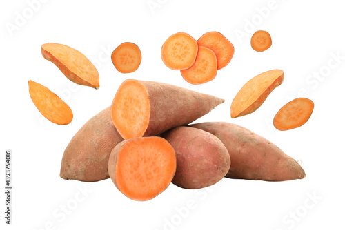 Obraz na płótnie PNG, Healthy food, sweet potato isolated on white background w salonie
