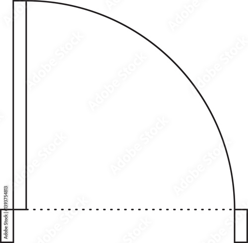 Door icon for house plan top view. Architectural PNG element. Icon for interior project, construction symbol, blueprint and map