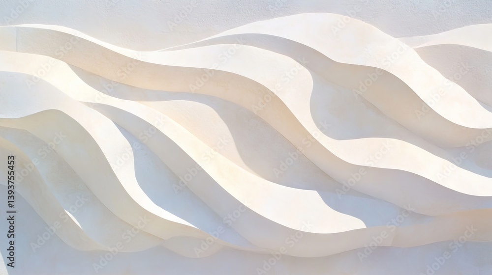 Naklejka premium Wavy patterns created with an off-white material against a white surface in light and shadow