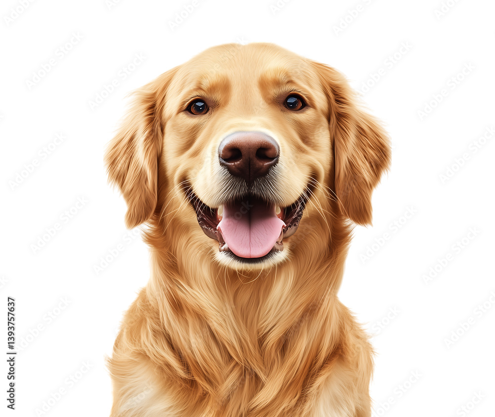 Adorable Golden Retriever Dog Portrait - A close-up portrait of a cute and fluffy dog with an endearing expression. Ideal for stickers, pet illustrations, and digital designs. Adorable Golden Retriever Dog Portrait - A close-up portrait of a cute and fluffy dog with an endearing expression. Ideal for stickers, pet illustrations, and digital designs.
