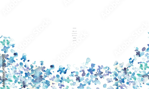 水彩画。水彩タッチの紫陽花イラスト。夏の梅雨の紫陽花背景。水彩のベクターイラスト。Watercolor painting. Hydrangea illustration with watercolor touch. Summer rainy season hydrangea background. Watercolor vector illustration.