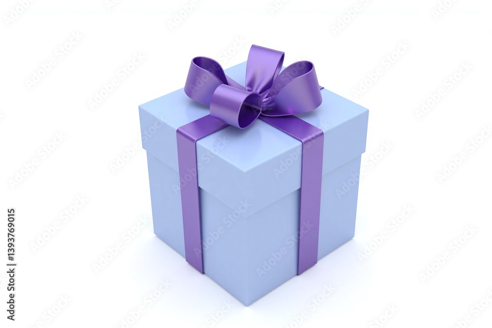 Obraz premium blue gift box with a purple ribbon tied around it