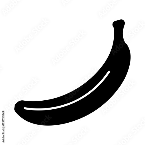 A Single Black Silhouette of a Banana Fruit Icon Illustration