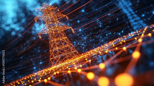 Digital Power Grid: Futuristic Energy Network Visualization