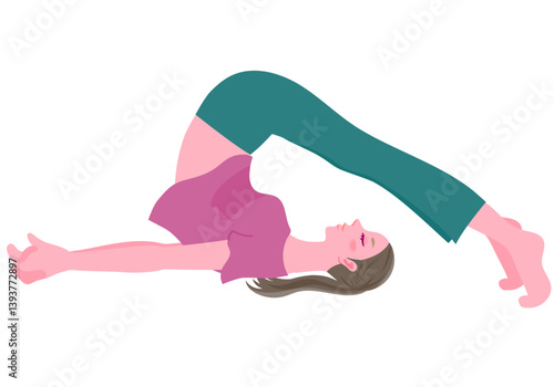 ヨガの鋤のポーズをする女性のベクターイラストレーション