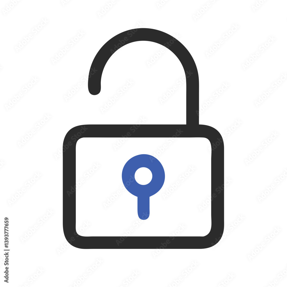 Unlocked Padlock Representing Access or Permission Icon Design Unlocked Padlock Representing Access or Permission Icon Design